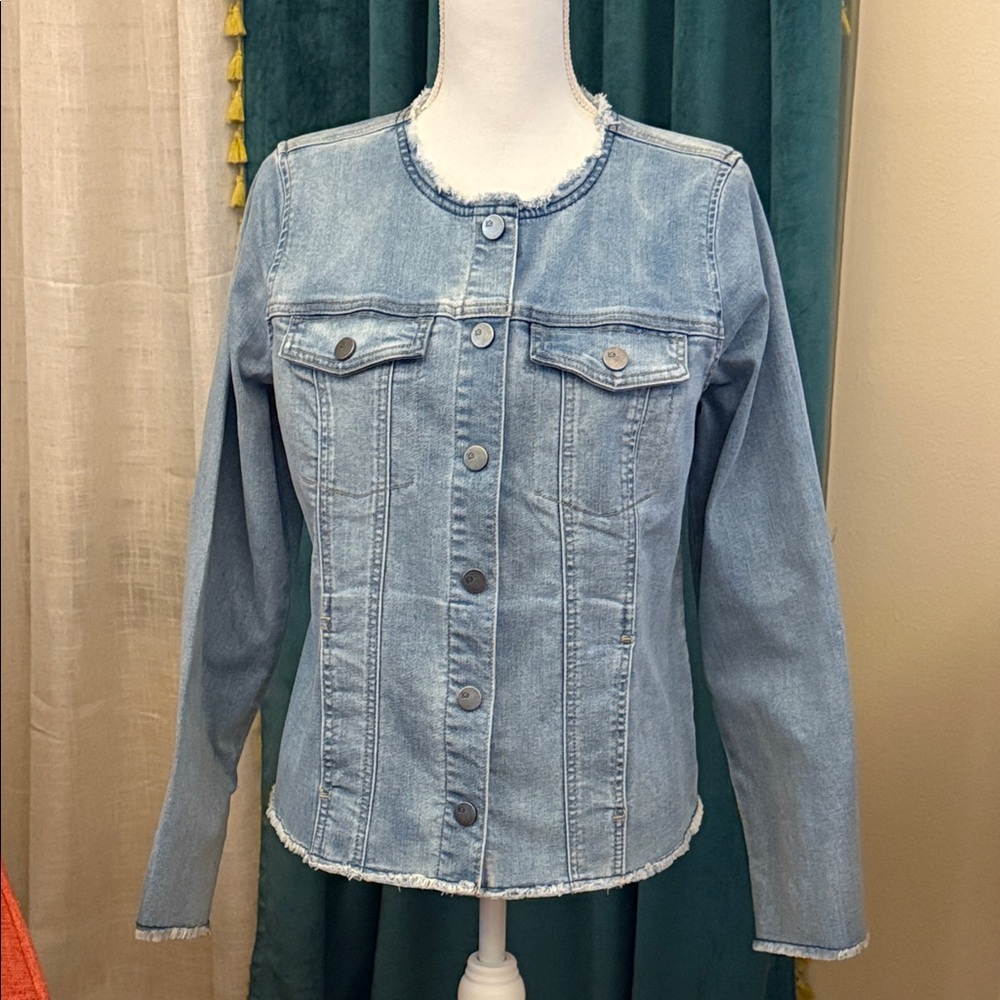 LOGO by Lori Goldstein Light Blue Jean Jacket